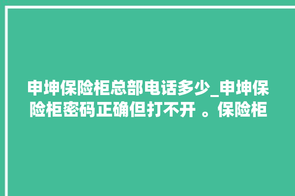 申坤保险柜总部电话多少_申坤保险柜密码正确但打不开 。保险柜