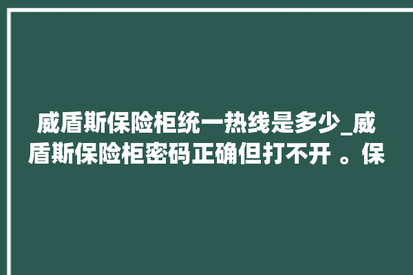 威盾斯保险柜统一热线是多少_威盾斯保险柜密码正确但打不开 。保险柜