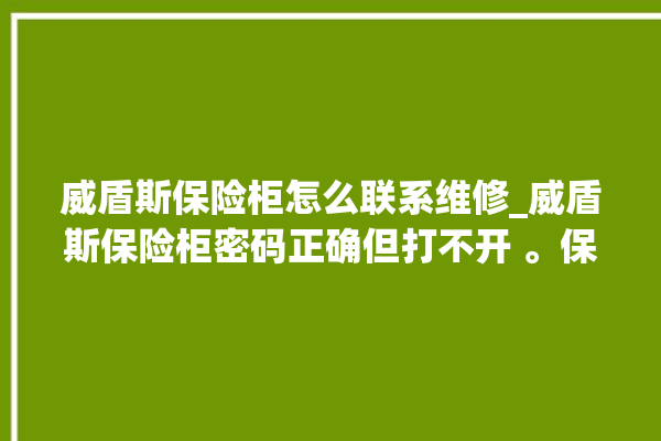 威盾斯保险柜怎么联系维修_威盾斯保险柜密码正确但打不开 。保险柜