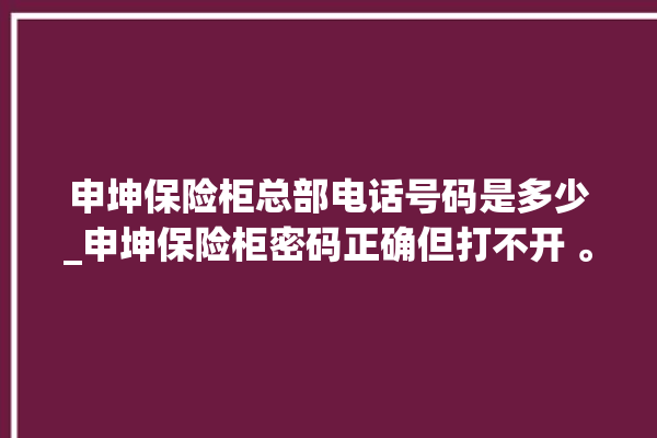 申坤保险柜总部电话号码是多少_申坤保险柜密码正确但打不开 。保险柜