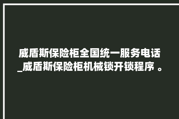 威盾斯保险柜全国统一服务电话_威盾斯保险柜机械锁开锁程序 。保险柜