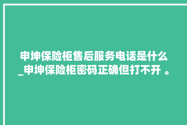 申坤保险柜售后服务电话是什么_申坤保险柜密码正确但打不开 。保险柜