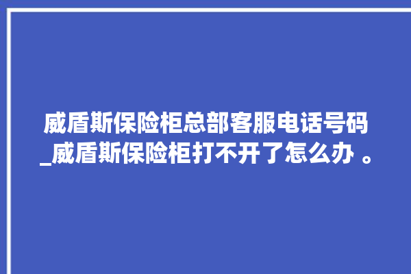 威盾斯保险柜总部客服电话号码_威盾斯保险柜打不开了怎么办 。保险柜