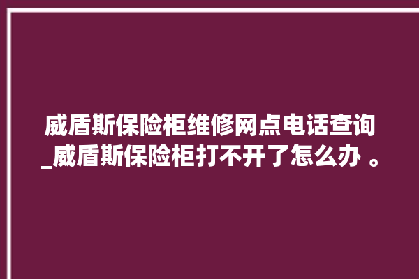 威盾斯保险柜维修网点电话查询_威盾斯保险柜打不开了怎么办 。保险柜