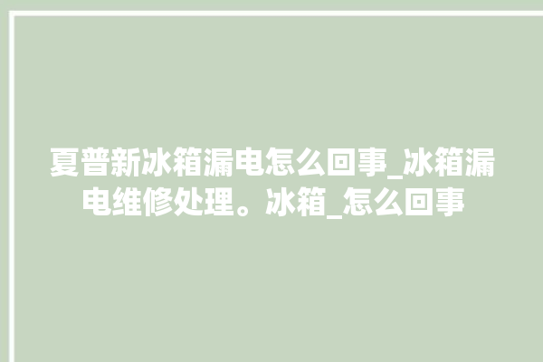 夏普新冰箱漏电怎么回事_冰箱漏电维修处理。冰箱_怎么回事