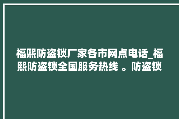 福熙防盗锁厂家各市网点电话_福熙防盗锁全国服务热线 。防盗锁