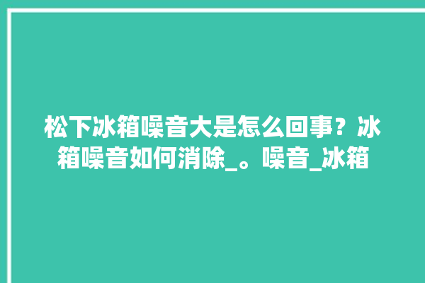 松下冰箱噪音大是怎么回事？冰箱噪音如何消除_。噪音_冰箱