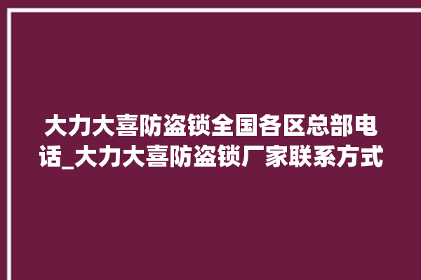 大力大喜防盗锁全国各区总部电话_大力大喜防盗锁厂家联系方式 。防盗锁