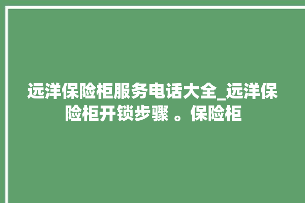 远洋保险柜服务电话大全_远洋保险柜开锁步骤 。保险柜