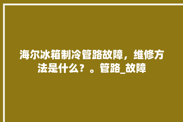 海尔冰箱制冷管路故障，维修方法是什么？。管路_故障