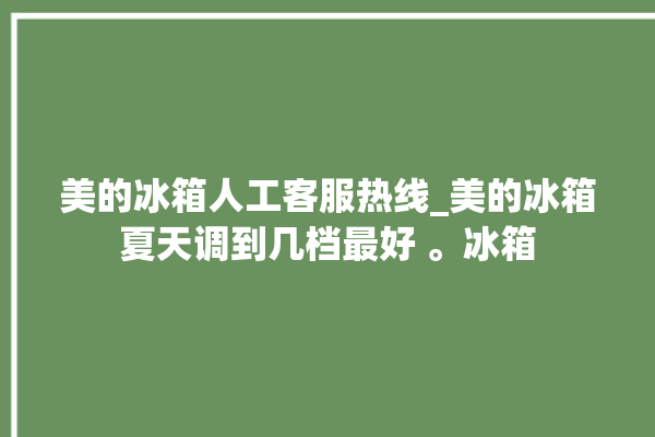 美的冰箱人工客服热线_美的冰箱夏天调到几档最好 。冰箱