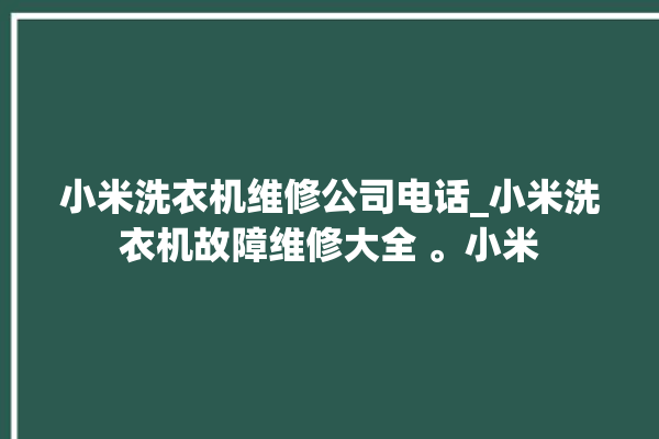 小米洗衣机维修公司电话_小米洗衣机故障维修大全 。小米