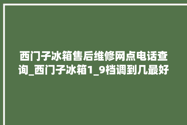 西门子冰箱售后维修网点电话查询_西门子冰箱1_9档调到几最好 。冰箱