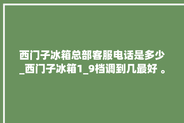 西门子冰箱总部客服电话是多少_西门子冰箱1_9档调到几最好 。冰箱