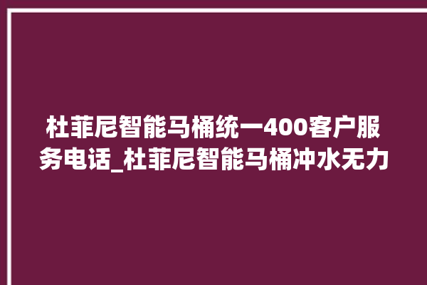 杜菲尼智能马桶统一400客户服务电话_杜菲尼智能马桶冲水无力 。马桶