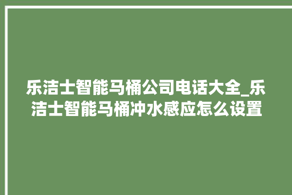 乐洁士智能马桶公司电话大全_乐洁士智能马桶冲水感应怎么设置 。马桶