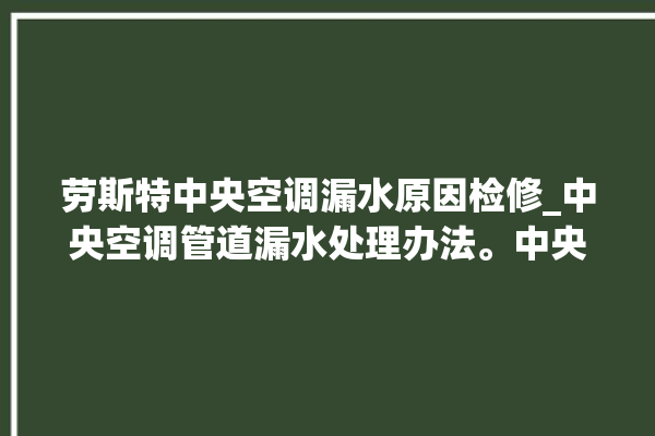 劳斯特中央空调漏水原因检修_中央空调管道漏水处理办法。中央空调_管道