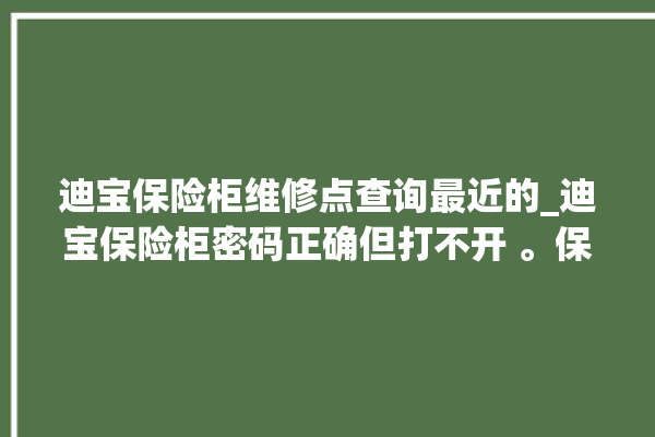 迪宝保险柜维修点查询最近的_迪宝保险柜密码正确但打不开 。保险柜