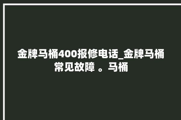 金牌马桶400报修电话_金牌马桶常见故障 。马桶