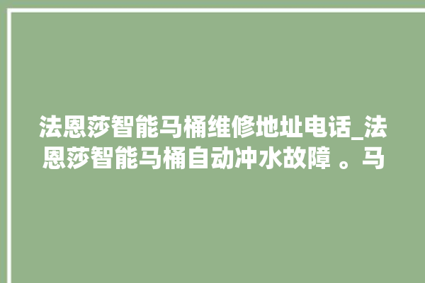 法恩莎智能马桶维修地址电话_法恩莎智能马桶自动冲水故障 。马桶