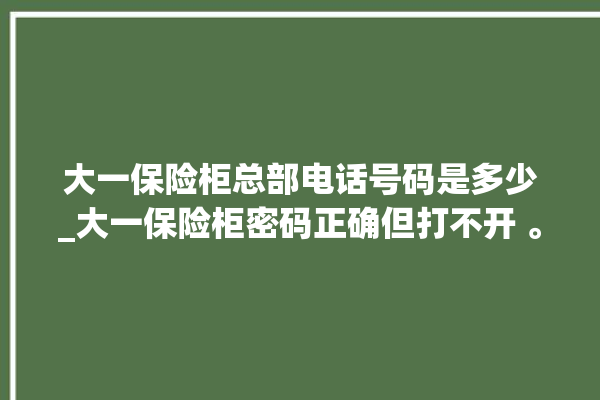 大一保险柜总部电话号码是多少_大一保险柜密码正确但打不开 。保险柜