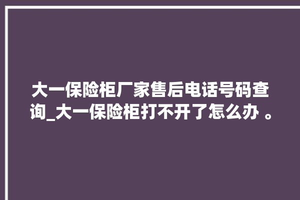 大一保险柜厂家售后电话号码查询_大一保险柜打不开了怎么办 。保险柜