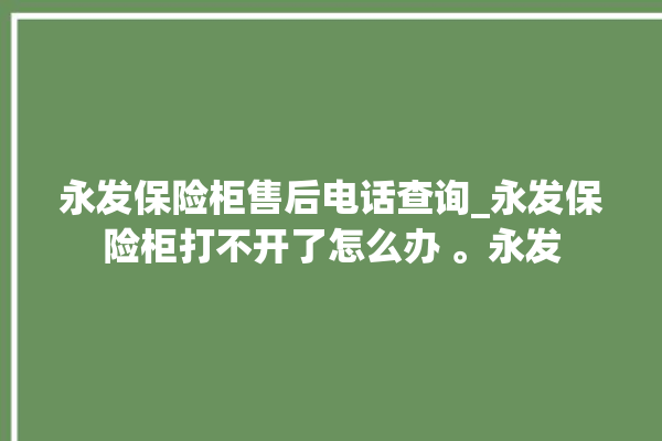 永发保险柜售后电话查询_永发保险柜打不开了怎么办 。永发