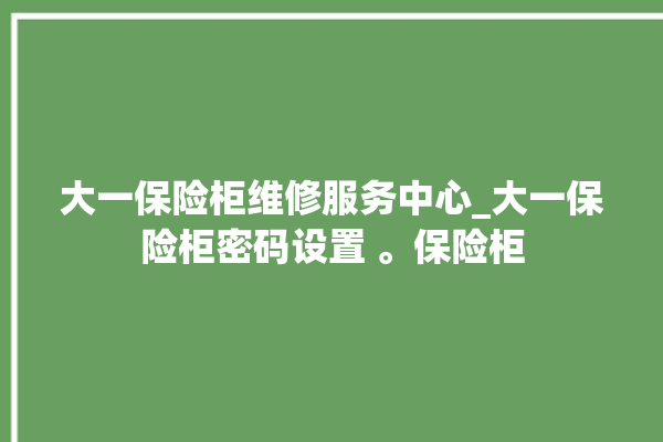 大一保险柜维修服务中心_大一保险柜密码设置 。保险柜