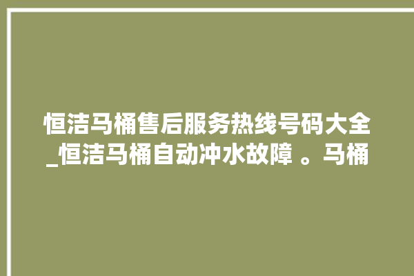 恒洁马桶售后服务热线号码大全_恒洁马桶自动冲水故障 。马桶