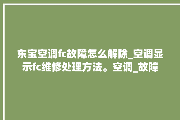 东宝空调fc故障怎么解除_空调显示fc维修处理方法。空调_故障