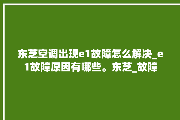 东芝空调出现e1故障怎么解决_e1故障原因有哪些。东芝_故障