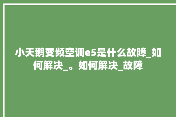 小天鹅变频空调e5是什么故障_如何解决_。如何解决_故障