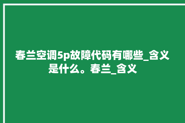 春兰空调5p故障代码有哪些_含义是什么。春兰_含义