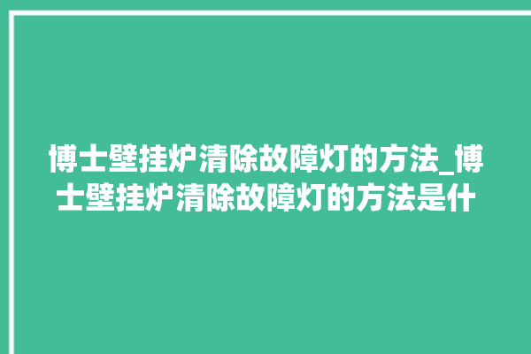 博士壁挂炉清除故障灯的方法_博士壁挂炉清除故障灯的方法是什么。故障_博士