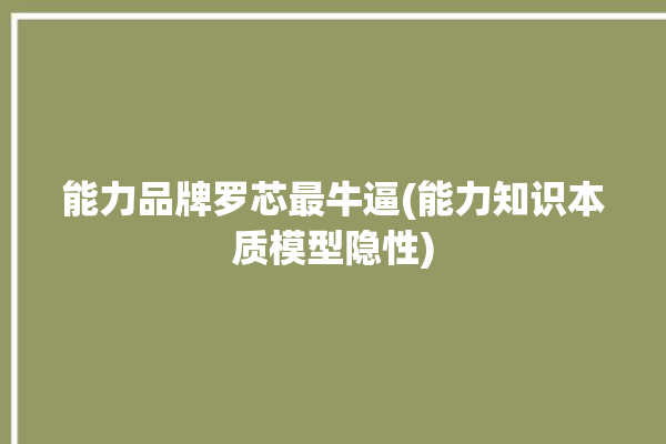 能力品牌罗芯最牛逼(能力知识本质模型隐性)