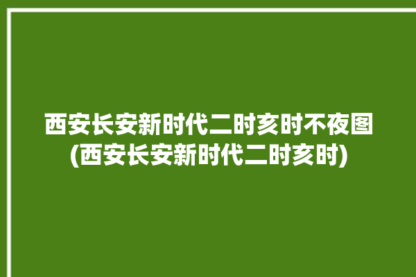 西安长安新时代二时亥时不夜图(西安长安新时代二时亥时)