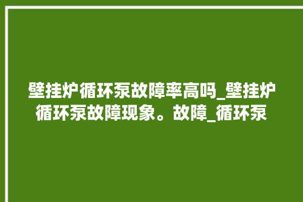 壁挂炉循环泵故障率高吗_壁挂炉循环泵故障现象。故障_循环泵