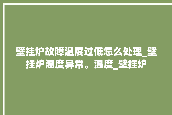 壁挂炉故障温度过低怎么处理_壁挂炉温度异常。温度_壁挂炉