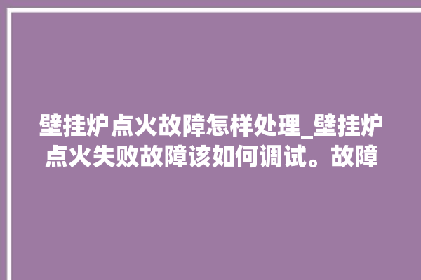 壁挂炉点火故障怎样处理_壁挂炉点火失败故障该如何调试。故障_壁挂炉