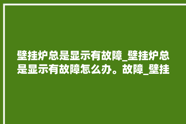 壁挂炉总是显示有故障_壁挂炉总是显示有故障怎么办。故障_壁挂炉