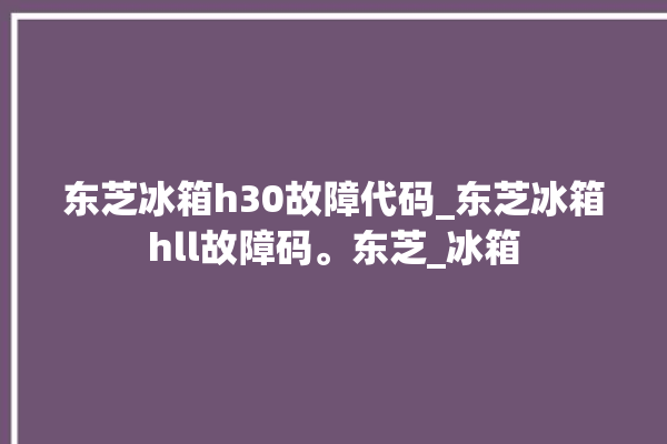 东芝冰箱h30故障代码_东芝冰箱hll故障码。东芝_冰箱