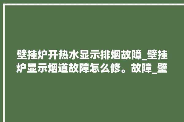 壁挂炉开热水显示排烟故障_壁挂炉显示烟道故障怎么修。故障_壁挂炉