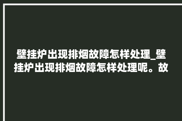 壁挂炉出现排烟故障怎样处理_壁挂炉出现排烟故障怎样处理呢。故障_排烟