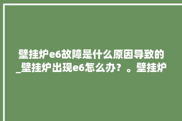 壁挂炉e6故障是什么原因导致的_壁挂炉出现e6怎么办？。壁挂炉_故障