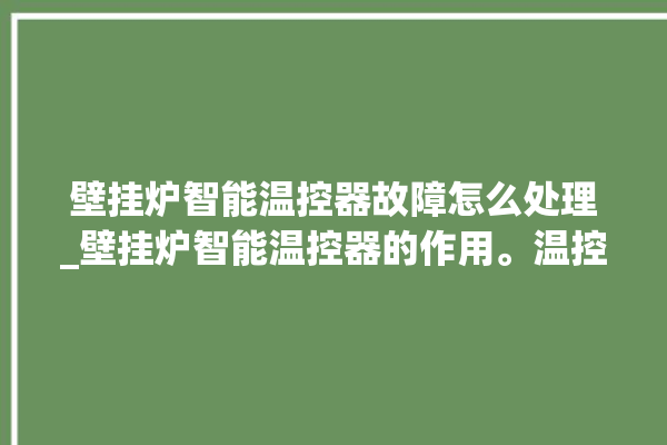 壁挂炉智能温控器故障怎么处理_壁挂炉智能温控器的作用。温控器_智能