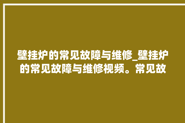 壁挂炉的常见故障与维修_壁挂炉的常见故障与维修视频。常见故障_壁挂炉