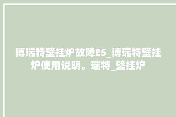 博瑞特壁挂炉故障E5_博瑞特壁挂炉使用说明。瑞特_壁挂炉