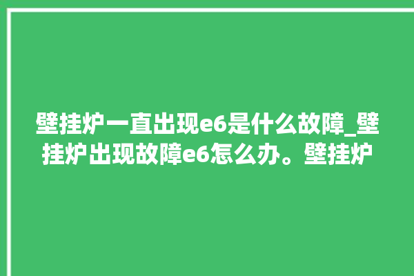 壁挂炉一直出现e6是什么故障_壁挂炉出现故障e6怎么办。壁挂炉_出现故障