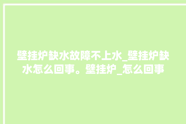 壁挂炉缺水故障不上水_壁挂炉缺水怎么回事。壁挂炉_怎么回事