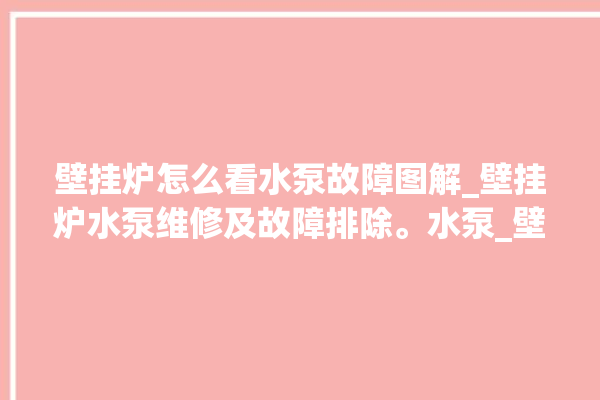 壁挂炉怎么看水泵故障图解_壁挂炉水泵维修及故障排除。水泵_壁挂炉